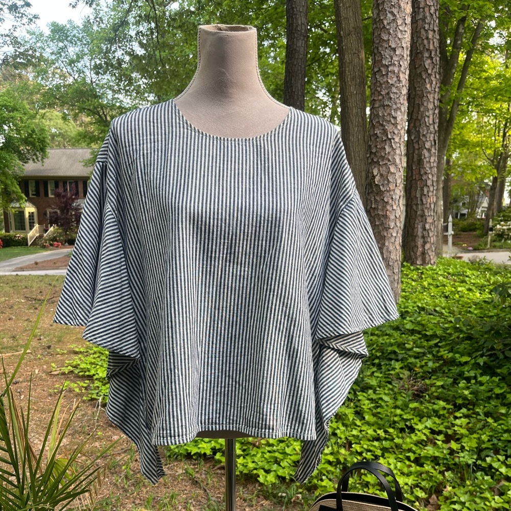 Madewell Indigo Classic Stripe Cotton Summer Top, XL, EUC